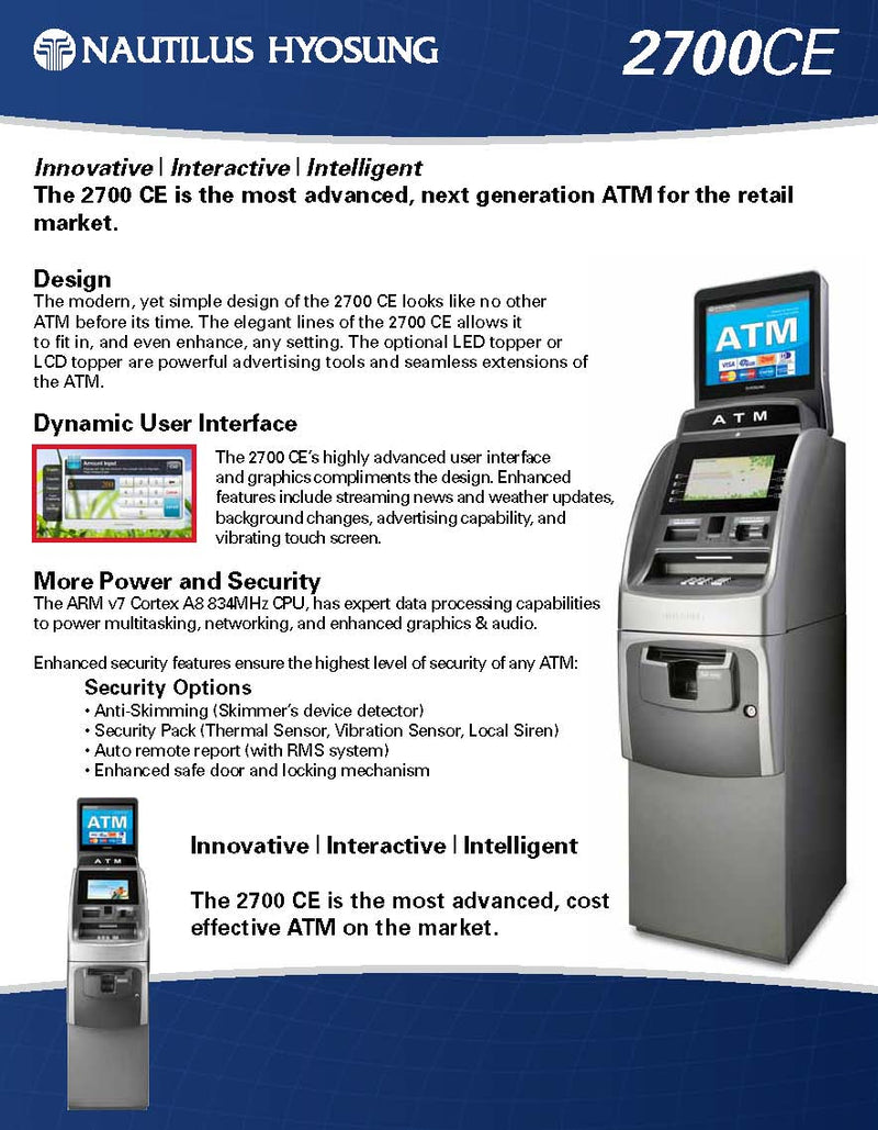 Used Hyosung 2700CE ATM for Sale National ATM Systems